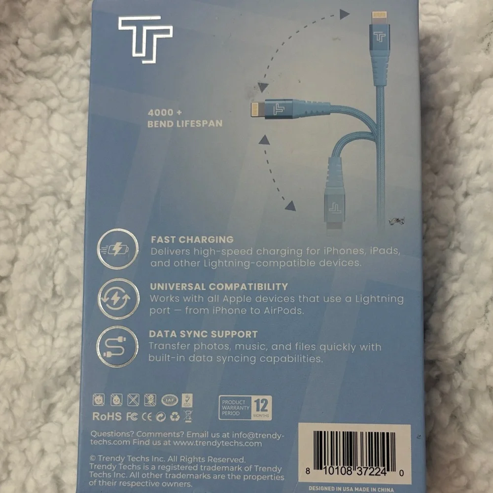 Blue Braided Lightning Cable for Apple Devices